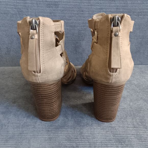 Indigo Rd. Women's Perky Perforated Zip Up Block Heel Sandals In Latte US Size 7 - Picture 5 of 9